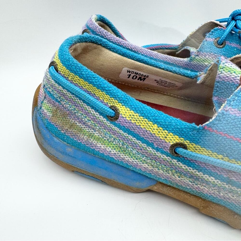 Twisted X‎ Wild Blue Yonder Canvas Driving Moc Lace Up Boat Shoe Womens Size 10 - Picture 3 of 12